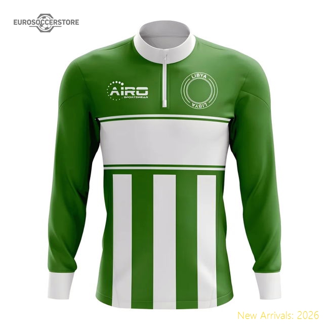 Libya Concept Football Half Zip Midlayer Top (Green-White)-Football Shirts Shop
