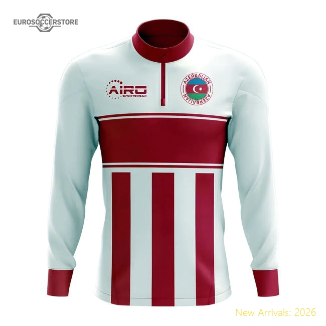Azerbaijan Concept Football Half Zip Midlayer Top (White-Red)-Football Shirts Shop