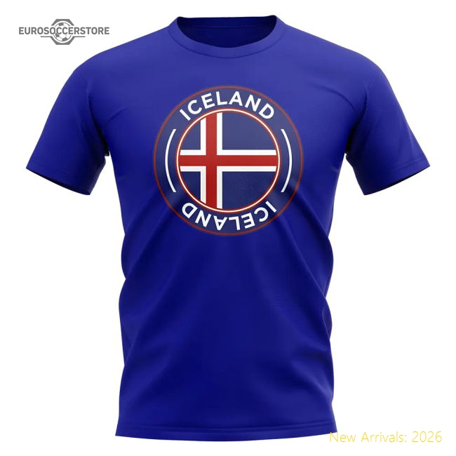 Iceland Football Badge T-Shirt (Royal)-Football Shirts Shop