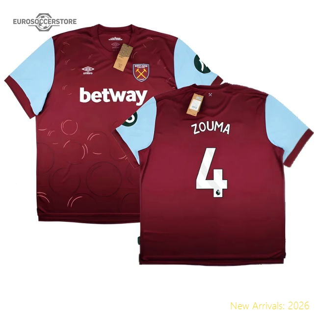 2023-2024 West Ham United Home Shirt (ZOUMA 4)-Football Shirts Shop