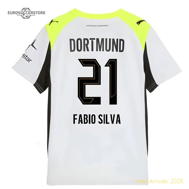 2025-2026 Borussia Dortmund Away Shirt (Kids) (Fabio Silva 21)-Football Shirts Shop