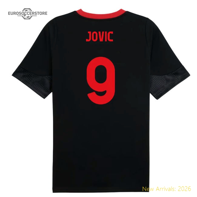 2025-2026 AC Milan Training Jersey (Black) (Jovic 9)-Football Shirts Shop