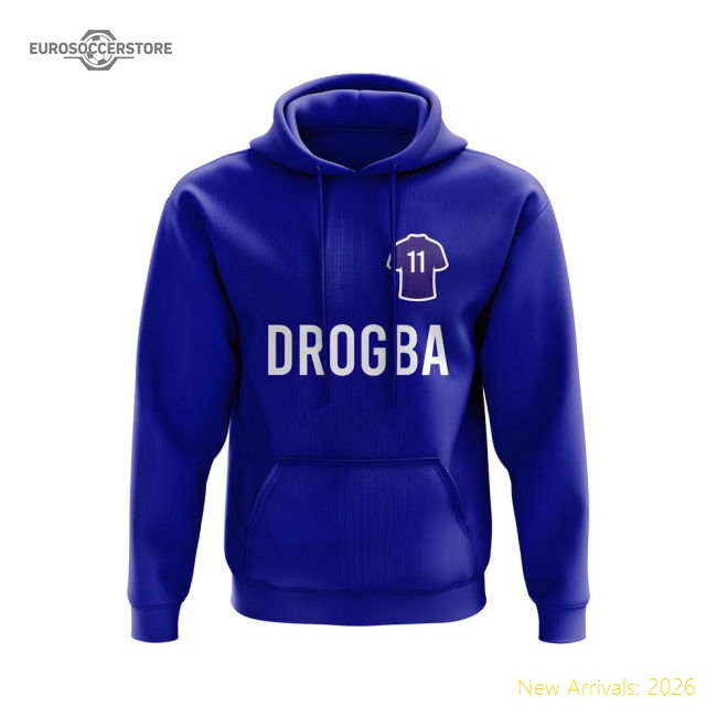 Didier Drogba Chelsea Number Hoody (Blue)-Football Shirts Shop