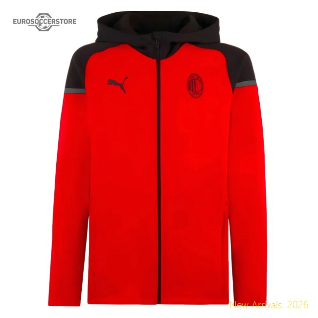 2023-2024 AC Milan Casuals Hooded Jacket (Red)-Football Shirts Shop