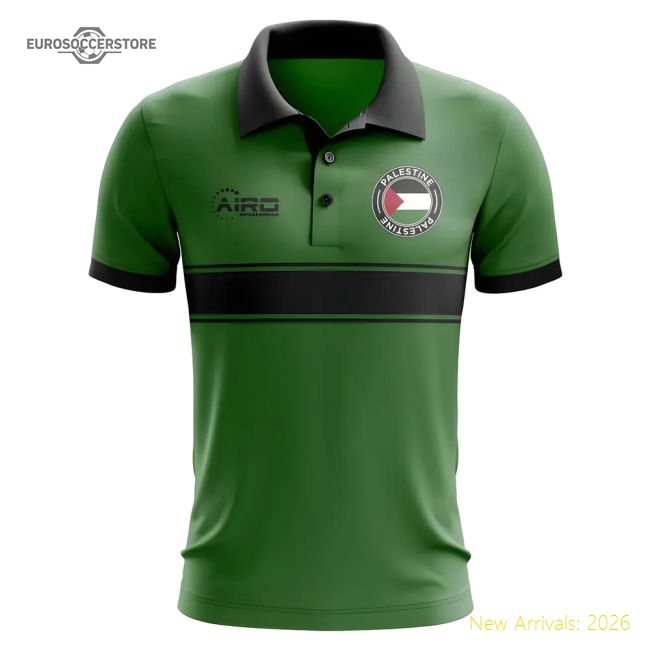 Palestine Concept Stripe Polo Shirt (Green)-Football Shirts Shop