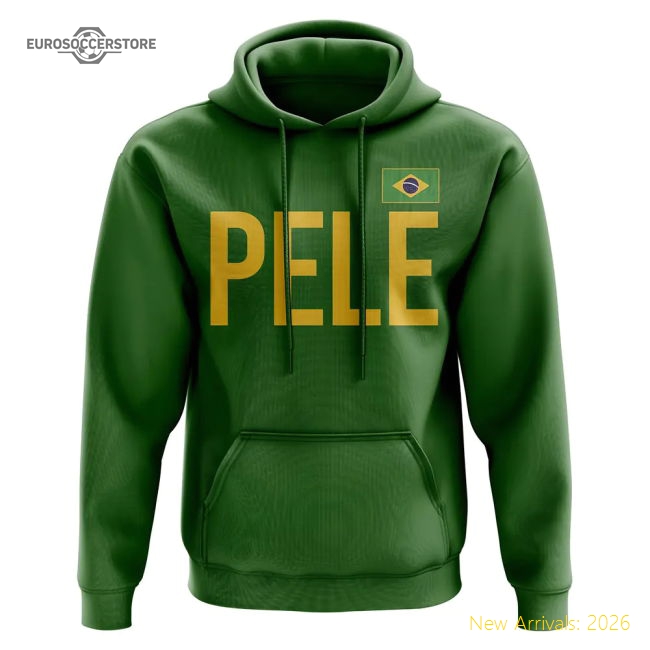 Pele Brazil Name Hoody (Green)-Football Shirts Shop