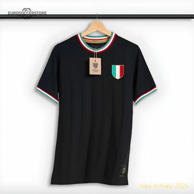 Italy Gli Azzurri Retro Football Shirt (Black)-Football Shirts Shop