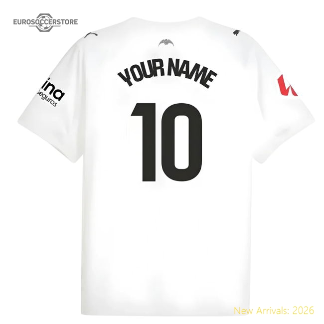 2025-2026 Valencia Home Shirt (Kids) (Your Name)-Football Shirts Shop
