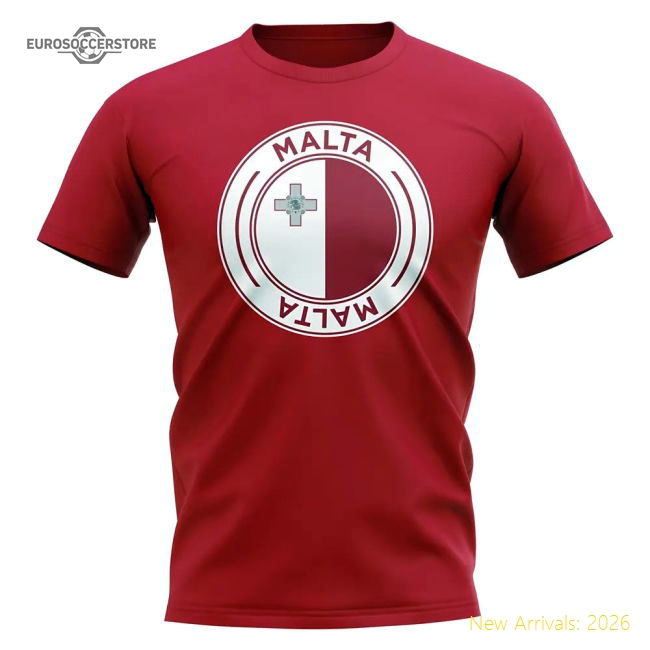 Malta Football Badge T-Shirt (Red)-Football Shirts Shop