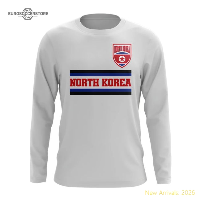 North Korea Core Football Country Long Sleeve T-Shirt (White)-Football Shirts Shop