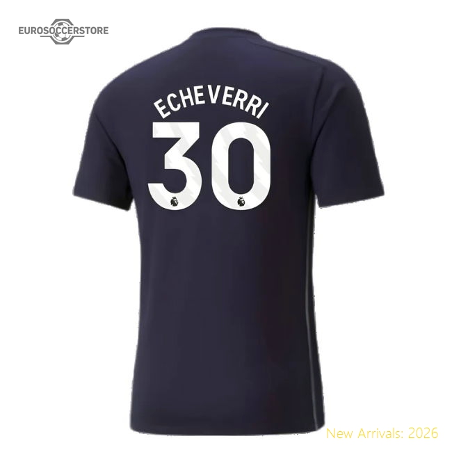 2024-2025 Man City Casuals Tee (Navy) (Echeverri 30)-Football Shirts Shop