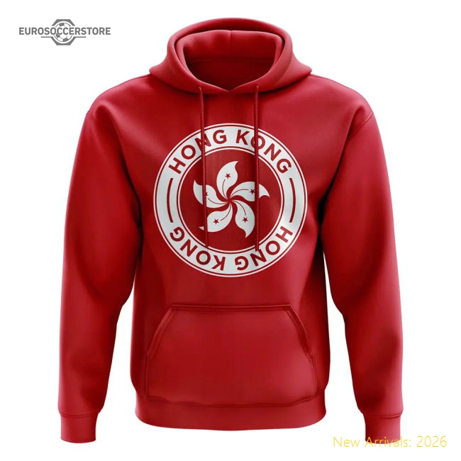 Hong Kong Football Badge Hoodie (Red)-Football Shirts Shop