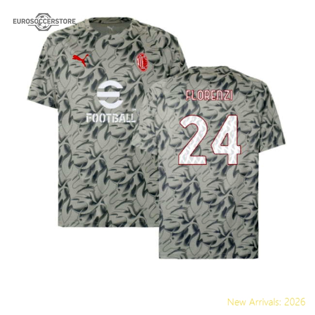 2025-2026 AC Milan Warm Up Jersey (Smokey Gray) (Florenzi 24)-Football Shirts Shop