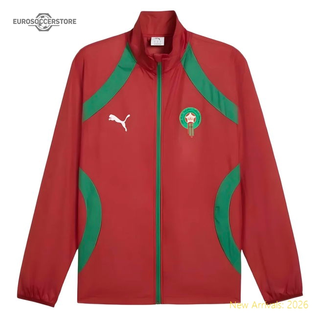 2025-2026 Morocco Pre-Match Jacket (Red)-Football Shirts Shop