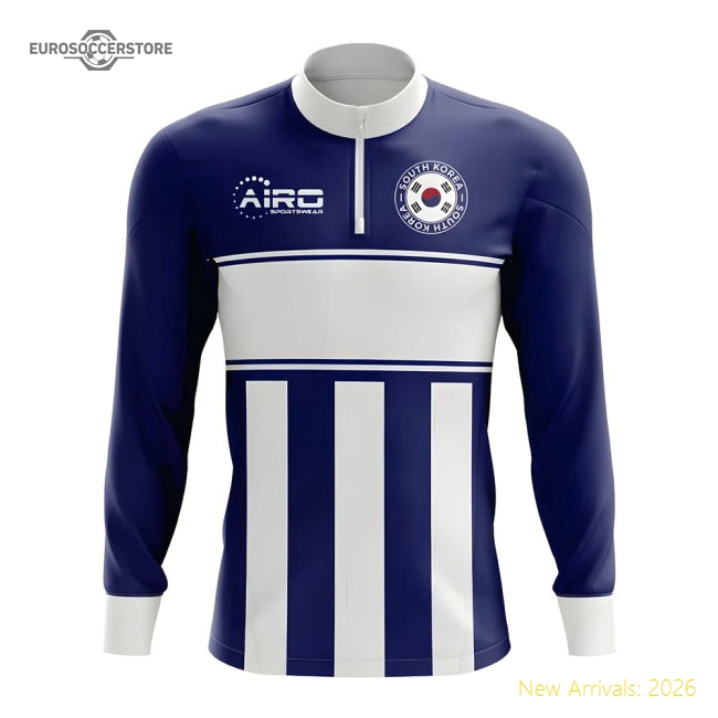 South Korea Concept Football Half Zip Midlayer Top (Navy-White)-Football Shirts Shop