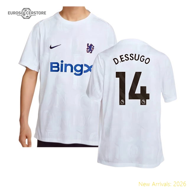 2025-2026 Chelsea Academy Pro Pre-Match Football Top (White) (D.Essugo 14)-Football Shirts Shop