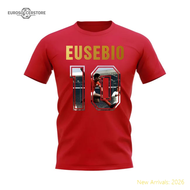 Eusebio Name And Number Portugal T-Shirt (Red)-Football Shirts Shop