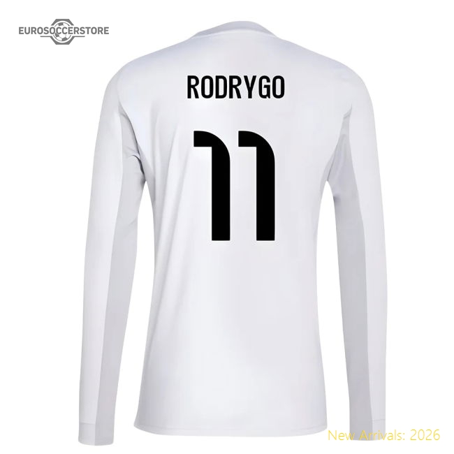 2025-2026 Real Madrid Long Sleeve Home Shirt (Rodrygo 11)-Football Shirts Shop
