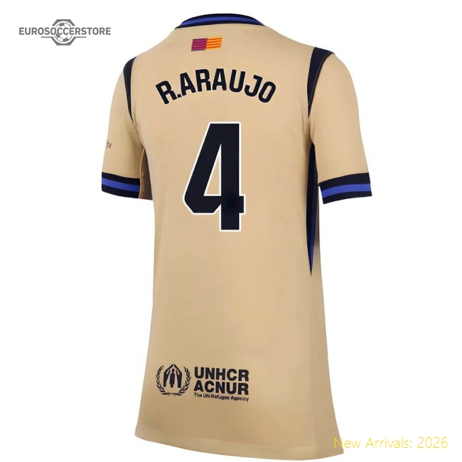 2025-2026 Barcelona Away Shirt (Kids) (R.Araujo 4)-Football Shirts Shop