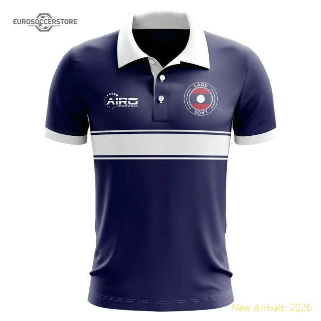 Laos Concept Stripe Polo Shirt (Navy)-Football Shirts Shop