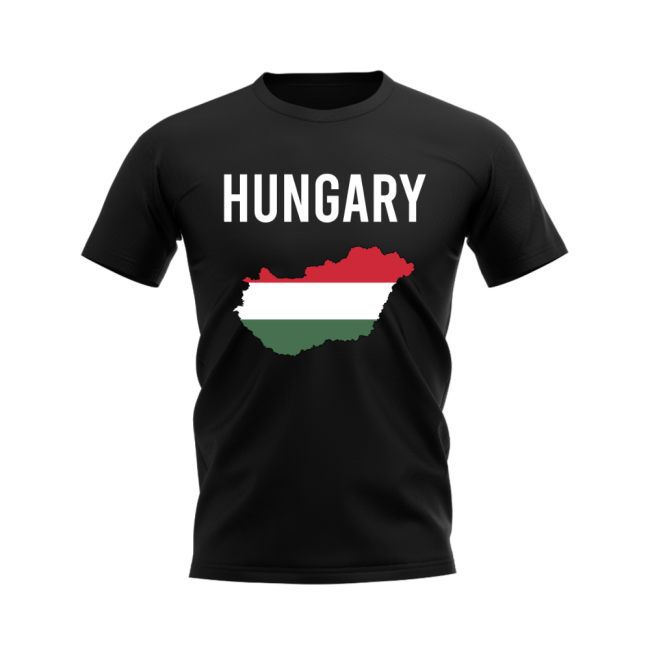 Hungary Map T-shirt (Black)-Football Shirts Shop