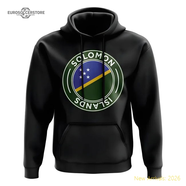 Solomon Islands Football Badge Hoodie (Black)-Football Shirts Shop
