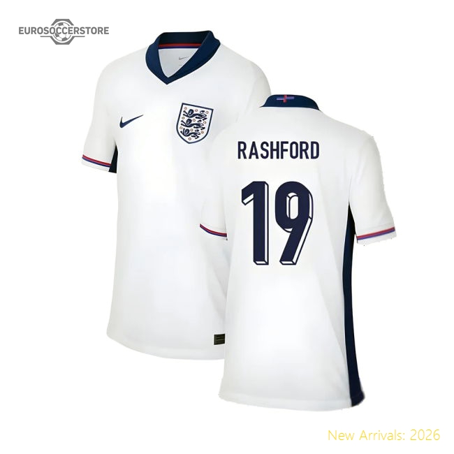 2024-2025 England Home Shirt (Kids) (Rashford 19)-Football Shirts Shop