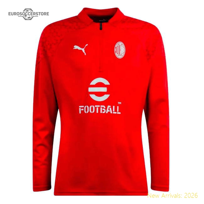 2023-2024 AC Milan Training Half Zip Top (Red)-Football Shirts Shop