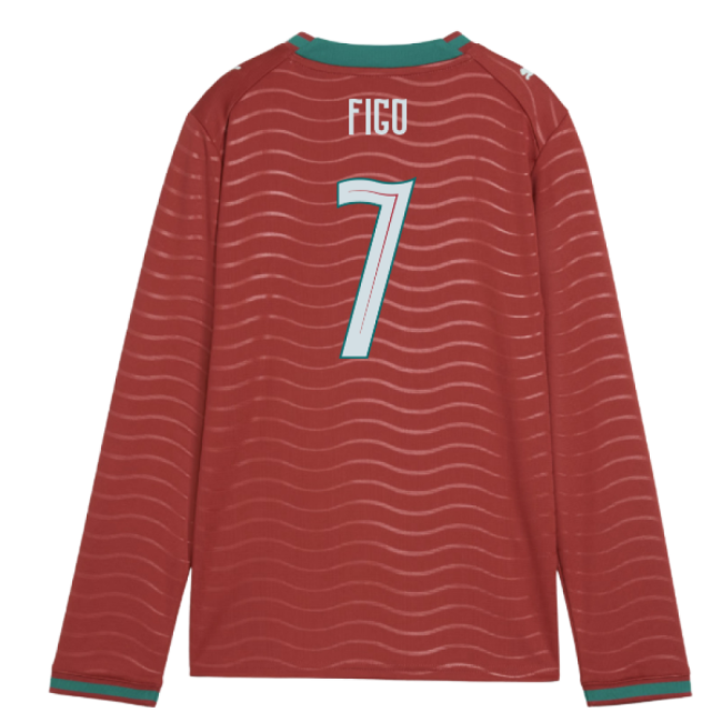 2026-2027 Portugal Long Sleeve Home Shirt (Kids) (Figo 7)-Football Shirts Shop