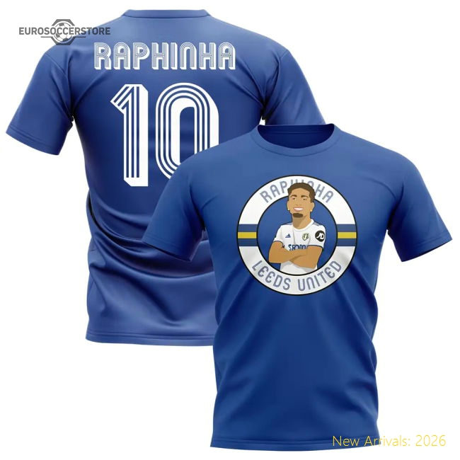 Raphinha Leeds Illustration T-Shirt (Royal)-Football Shirts Shop