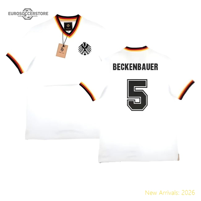 False Nein Germany Home Vintage Shirt (BECKENBAUER 5)-Football Shirts Shop