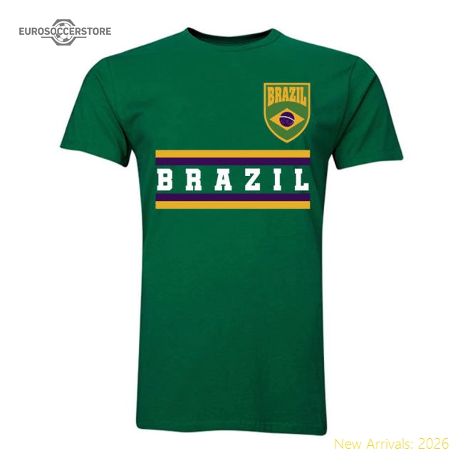 Brazil Core Football Country T-Shirt (Green)-Football Shirts Shop