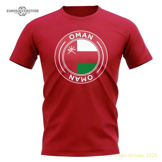 Oman Football Badge T-Shirt (Red)-Football Shirts Shop