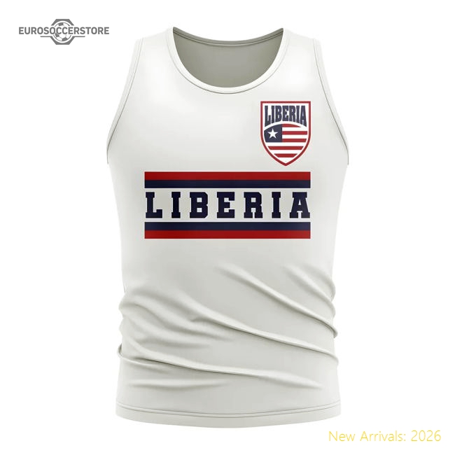 Liberia Core Football Country Sleeveless Tee (White)-Football Shirts Shop