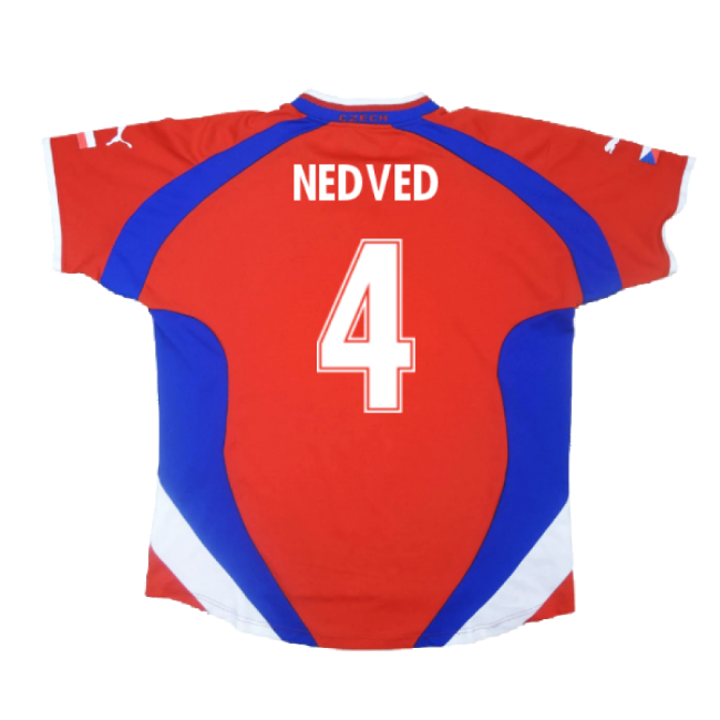 Czech Republic 2000-02 Home Shirt ((Excellent) L) (Nedved 4)-Football Shirts Shop