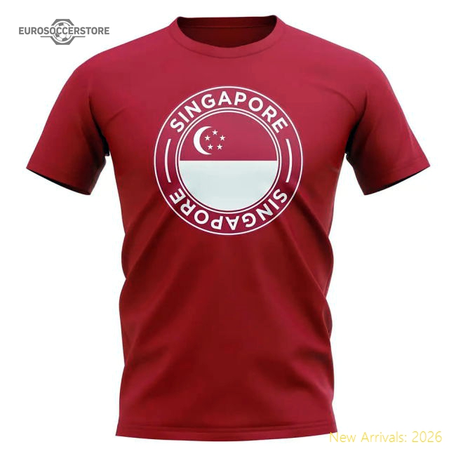 Singapore Football Badge T-Shirt (Red)-Football Shirts Shop