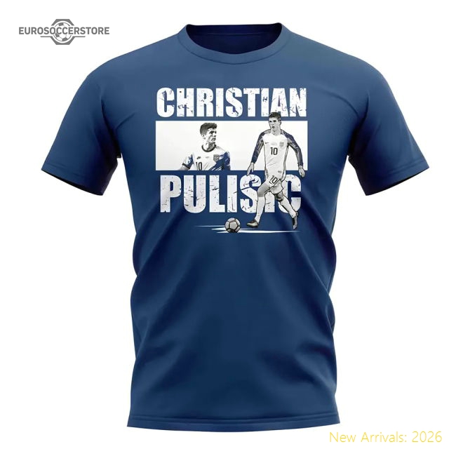 Christian Pulisic Player Collage T-Shirt (Blue)-Football Shirts Shop