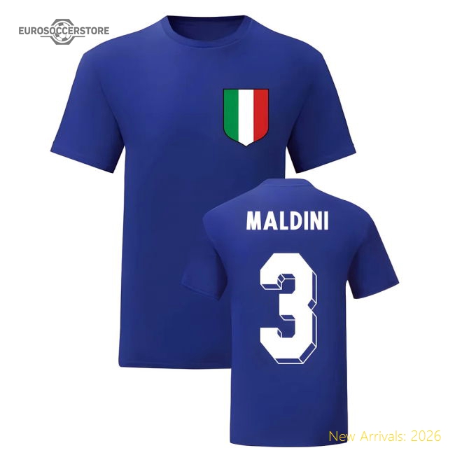 Paolo Maldini Italy National Hero Tee\'s (Blue)-Football Shirts Shop
