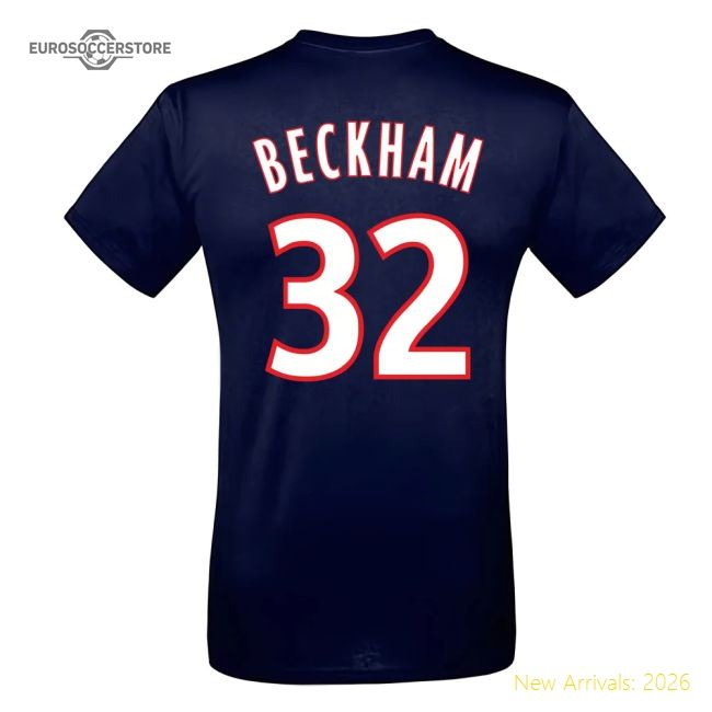 David Beckham PSG Eiffel Tower T-shirt (navy)-Football Shirts Shop