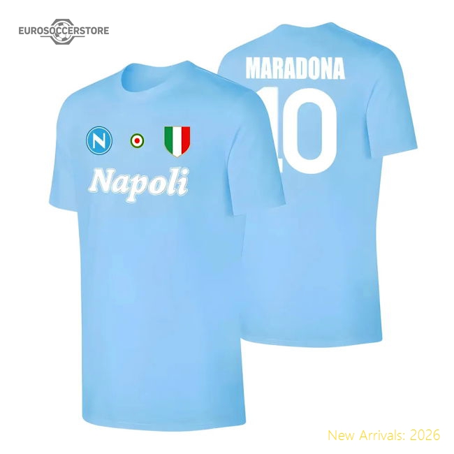 Napoli \'Vintage 86/87\' t-shirt MARADONA - Light blue-Football Shirts Shop