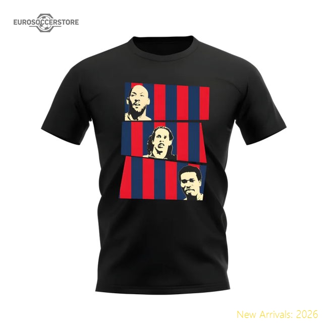 Anelka Ronaldinho Okocha PSG T-Shirt (Black)-Football Shirts Shop