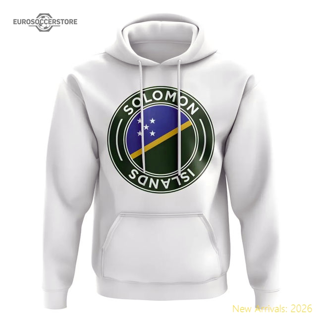 Solomon Islands Football Badge Hoodie (White)-Football Shirts Shop