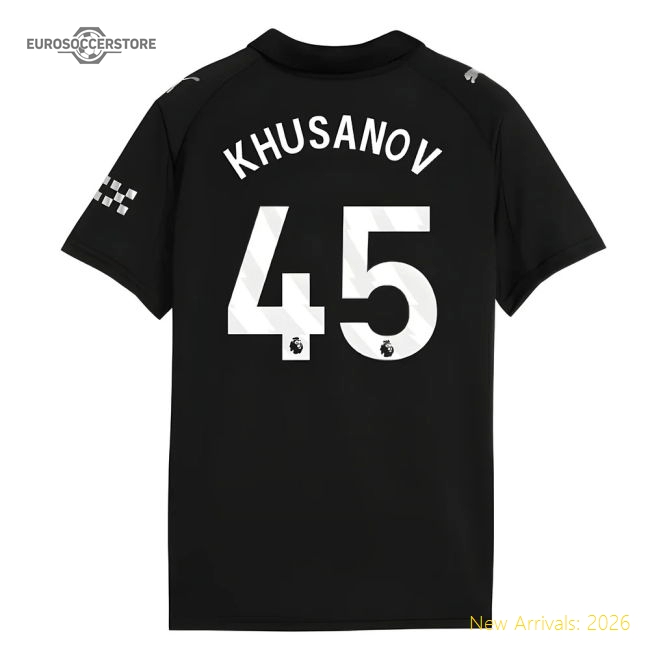 2025-2026 Man City Away Shirt (Kids) (Khusanov 45)-Football Shirts Shop