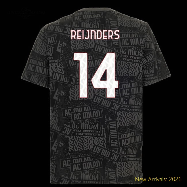2025-2026 AC Milan ftblCulture Tee AOP (Black) (Reijnders 14)-Football Shirts Shop