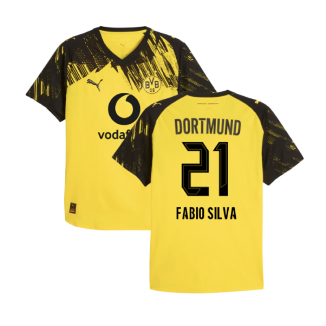 2025-2026 Borussia Dortmund Authentic Home Shirt (Fabio Silva 21)-Football Shirts Shop