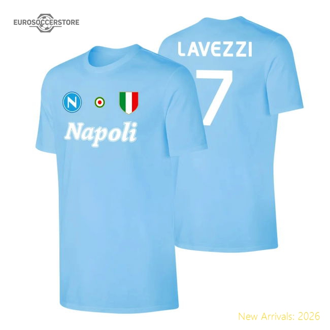 Napoli \'Vintage 86/87\' t-shirt LAVEZZI - Light blue-Football Shirts Shop