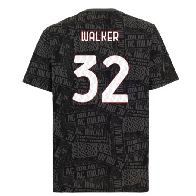 2025-2026 AC Milan ftblCulture Tee AOP (Black) (Walker 32)-Football Shirts Shop
