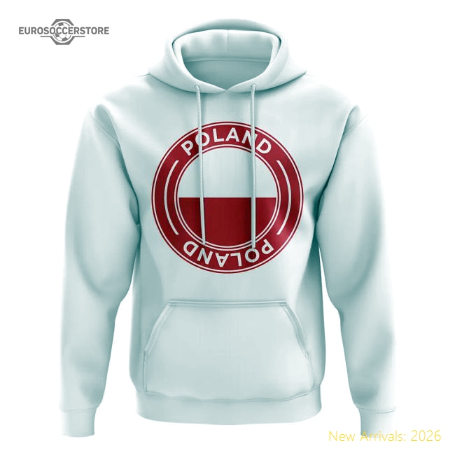 Poland Football Badge Hoodie (White)-Football Shirts Shop