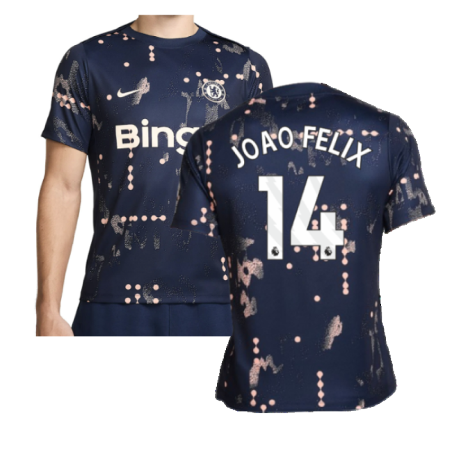 2024-2025 Chelsea Academy Pro Pre-Match Shirt (Obsidian) (Joao Felix 14)-Football Shirts Shop