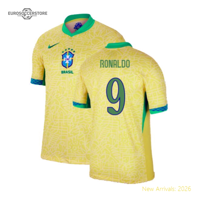 2024-2025 Brazil Home Shirt (Ronaldo 9)-Football Shirts Shop